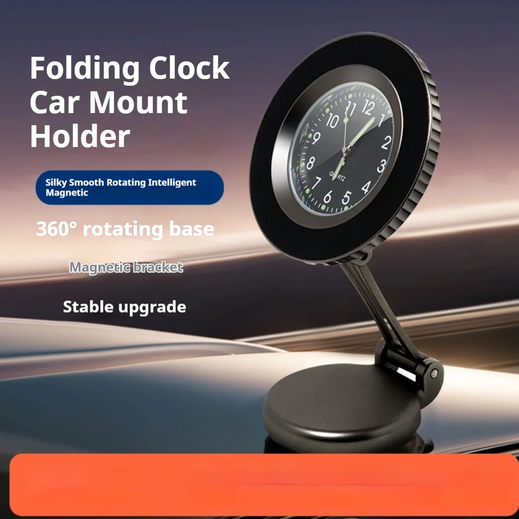 

Car Dashboard Magnetic Phone Holder with Clock 360° Rotation Fits 4.7-7.2 inch Smartphones Universal Car Mount
