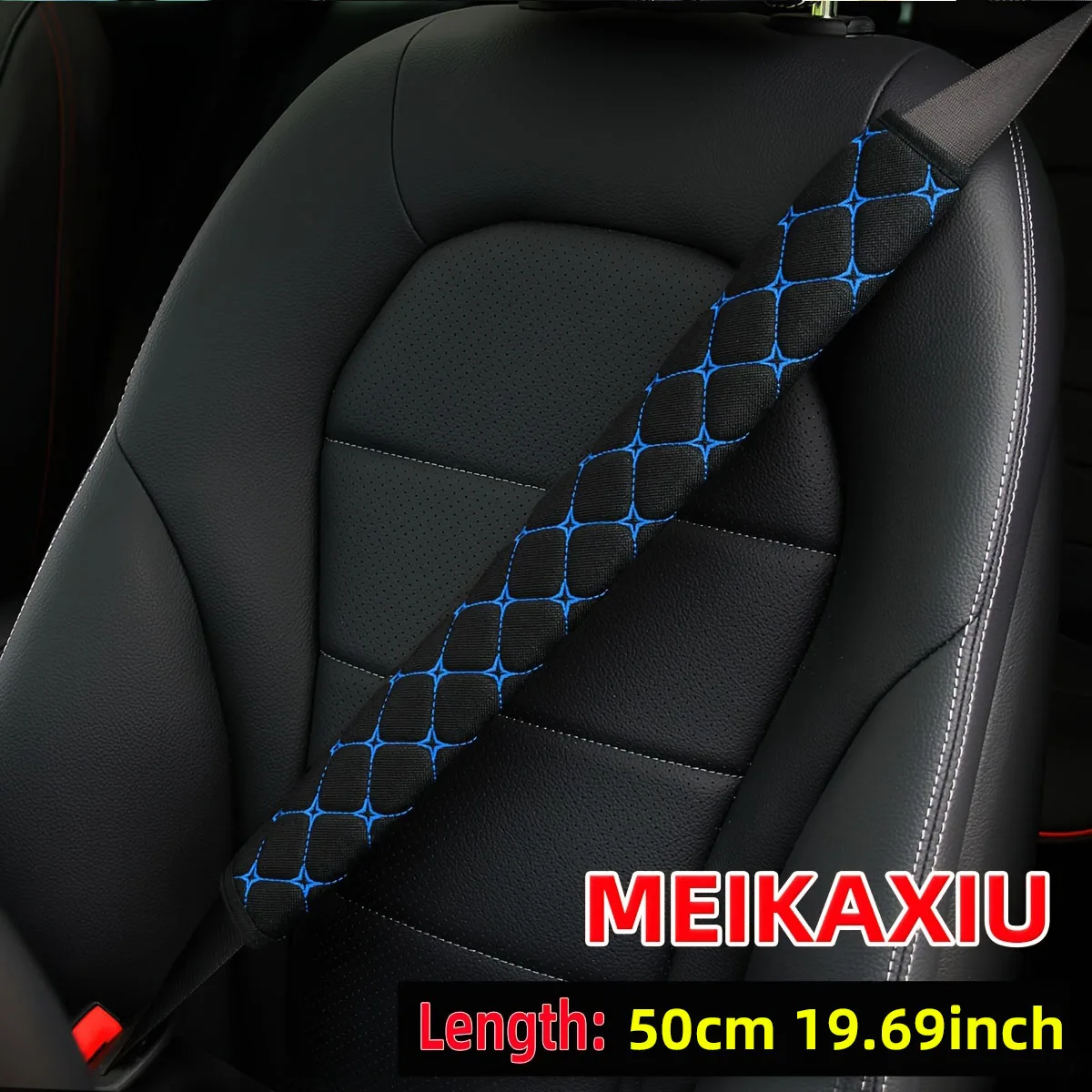 1 Stück Bestickter Atmungsaktiver Auto-Sicherheitsgurt-Schulterpolster 50cm 16,7 Zoll Auto-Innenausstattung Schwarz – Detail 5