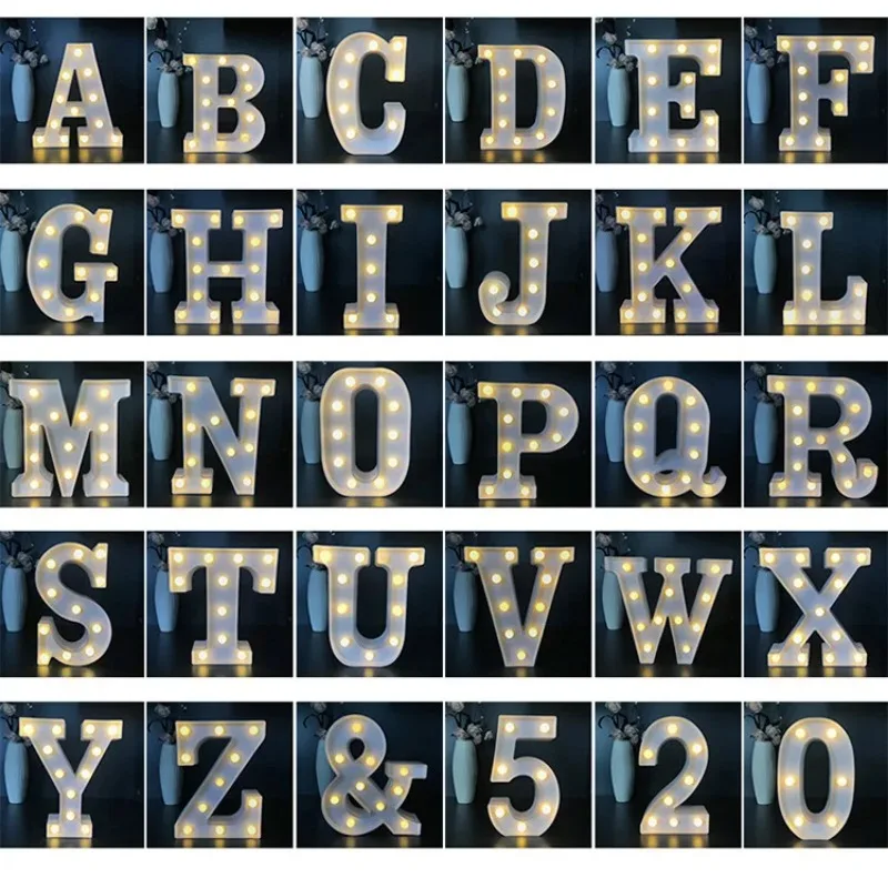 26 English Alphabet Home Decor Party Light Letters Sign Wedding Decoration Led Light Up Letters