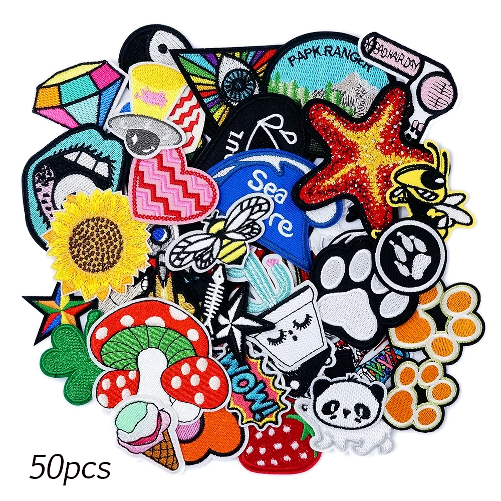 

50Pcs/Lot Cactus Heart Patches Cloth Embroidered Applique Sewing Clothes Accessories Apparel Sewing Supplies Patch Decoration