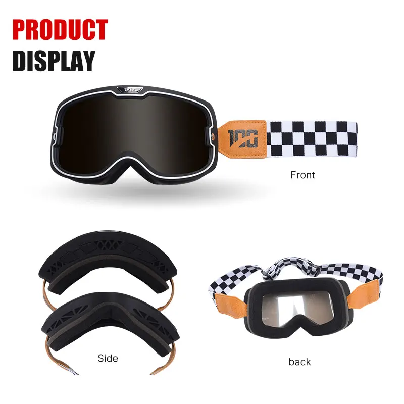 Gafas de moto para hombre y mujer, lentes Vintage para casco de motorista, para exteriores