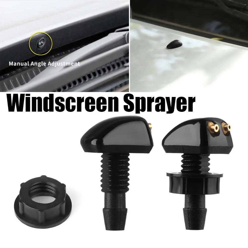 2PCS ABS Plastics Universal Front Windshield Nozzle Sprinkler For Toyota Mazda Hyundai Windscreen Sprayer Water Spout Outlet