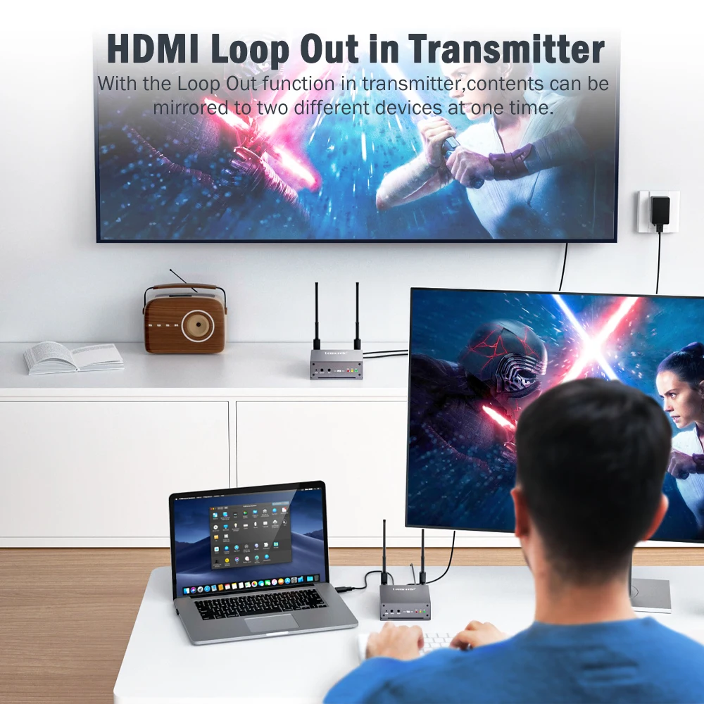 Lemorele hdmi wireless extender 2,4 meter 5ghz/1080 ghz dual band video sender & empfänger p dongle kit tv stick für pc