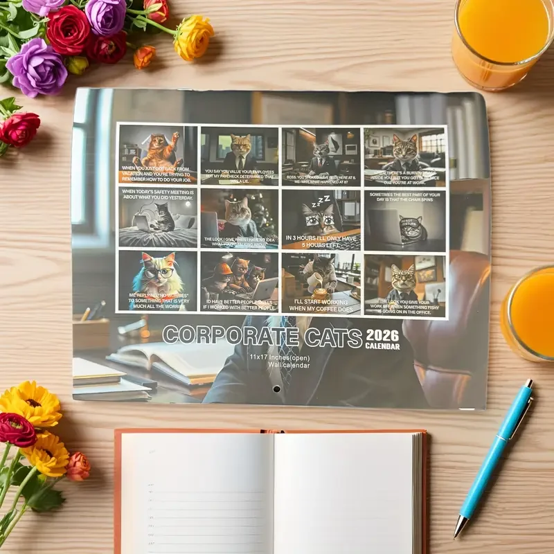 2026 Calendar Cat Design Hangable Calendar Corporate Cat Calendar Wall Calendar Monthly Weekly Planner for Bedroom Study Room
