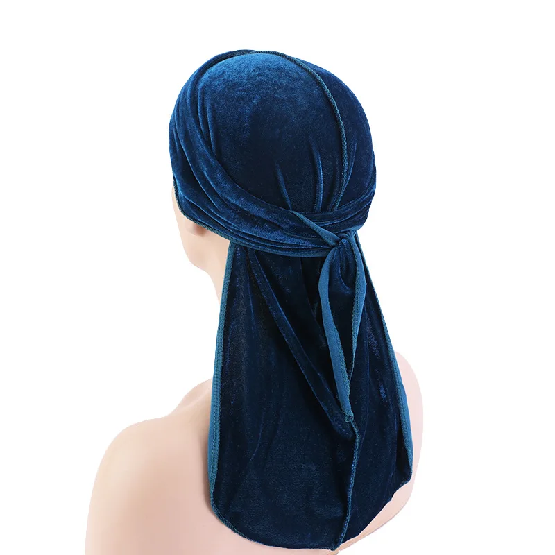 1pc Unisex Men Women Velvet Durags Bandana Turban do rag long tail Biker headwrap Headband Pirate Hat Hair Accessories