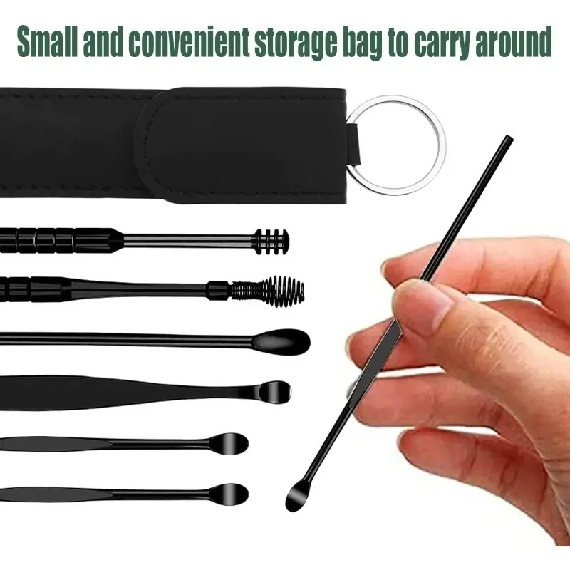 6Pcs/set Earwax Cleaner Earwax Remover Stainless Steel Earwax Removal Puncture Tool Portable Coil Spring Ear Cleaner