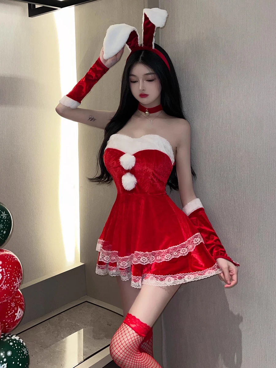 

Sexy Sweet Cisas orm ort Skirt Lace Trimmed Dr Live Broaasters Cosplay Bunny Girl School Girl Sle A-Line Dr