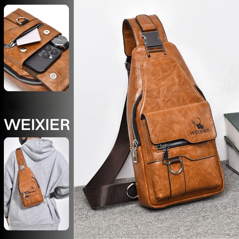 2024 Hot Men's bag fashion messenger bags large capacity luxury designer chest bags retro single shoulder crossbody backpacks