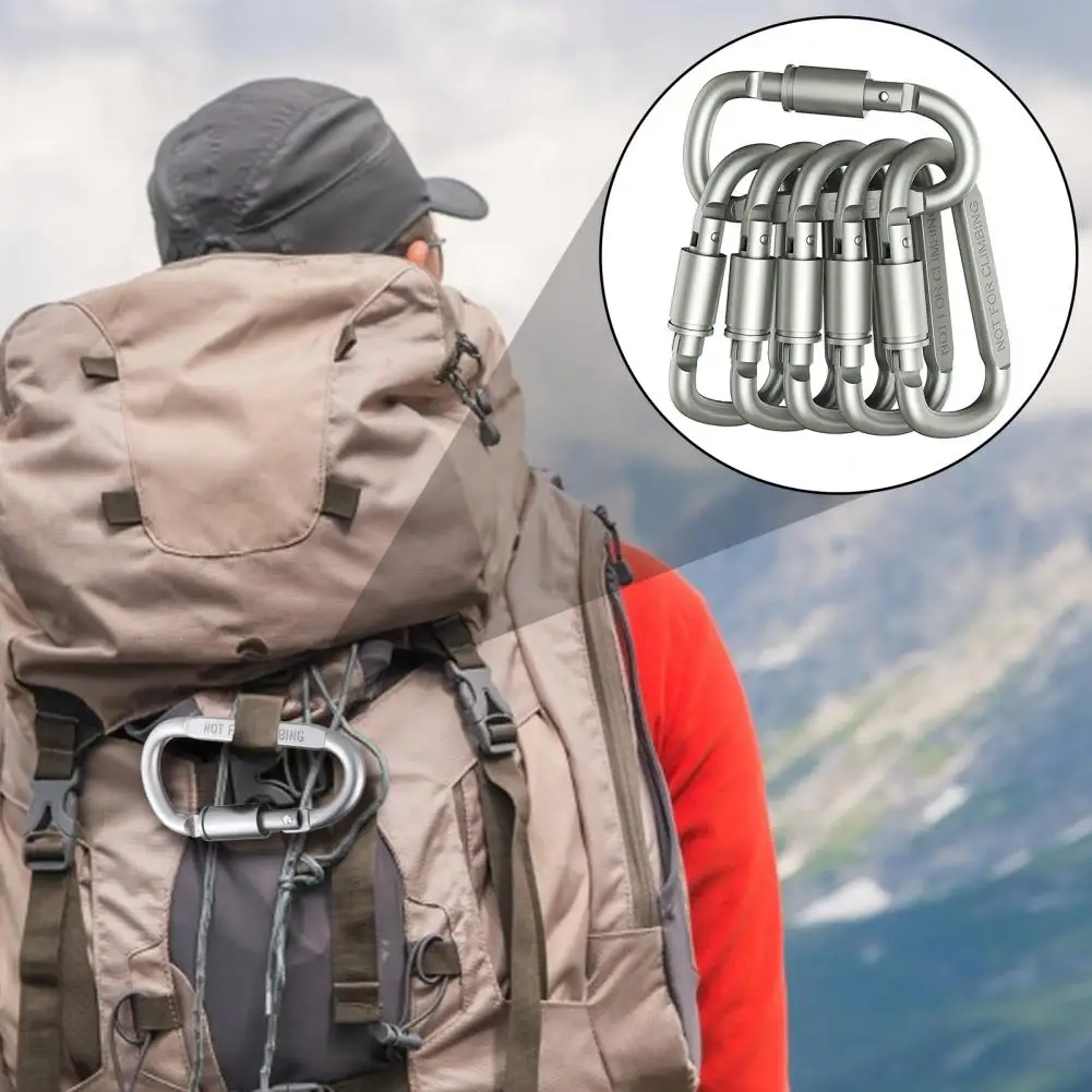 Keychain Security Carabiners 6pcs Locking Carabiners Set Mini D Ring Key Clips Spring Hooks with Quick Release Corrosion