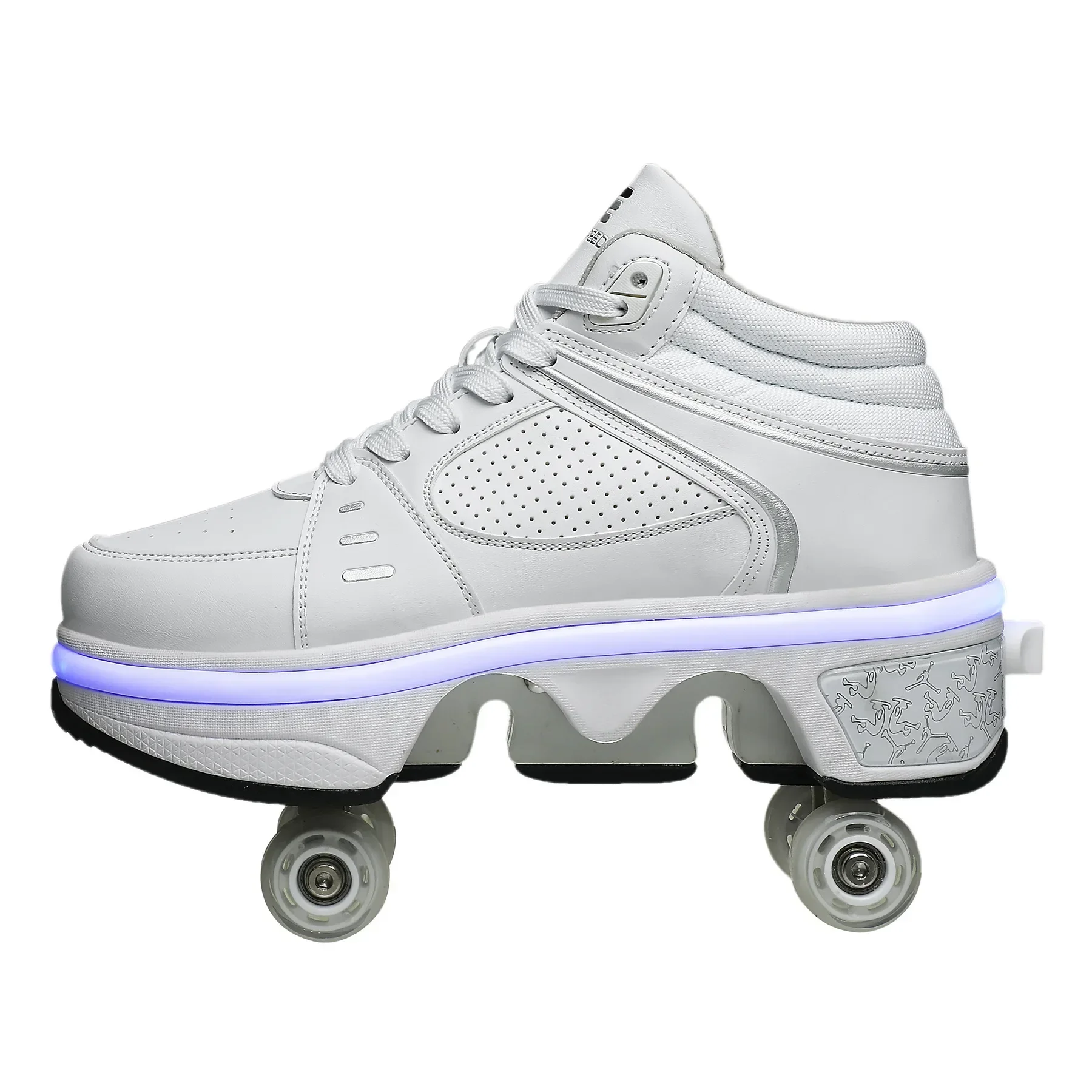 Kids Deformation Roller Skates Shoes 4 Wheels Parkour Sport Roller Shoes Children Girls Boys Roller Skates Unisex Adult Sneakers