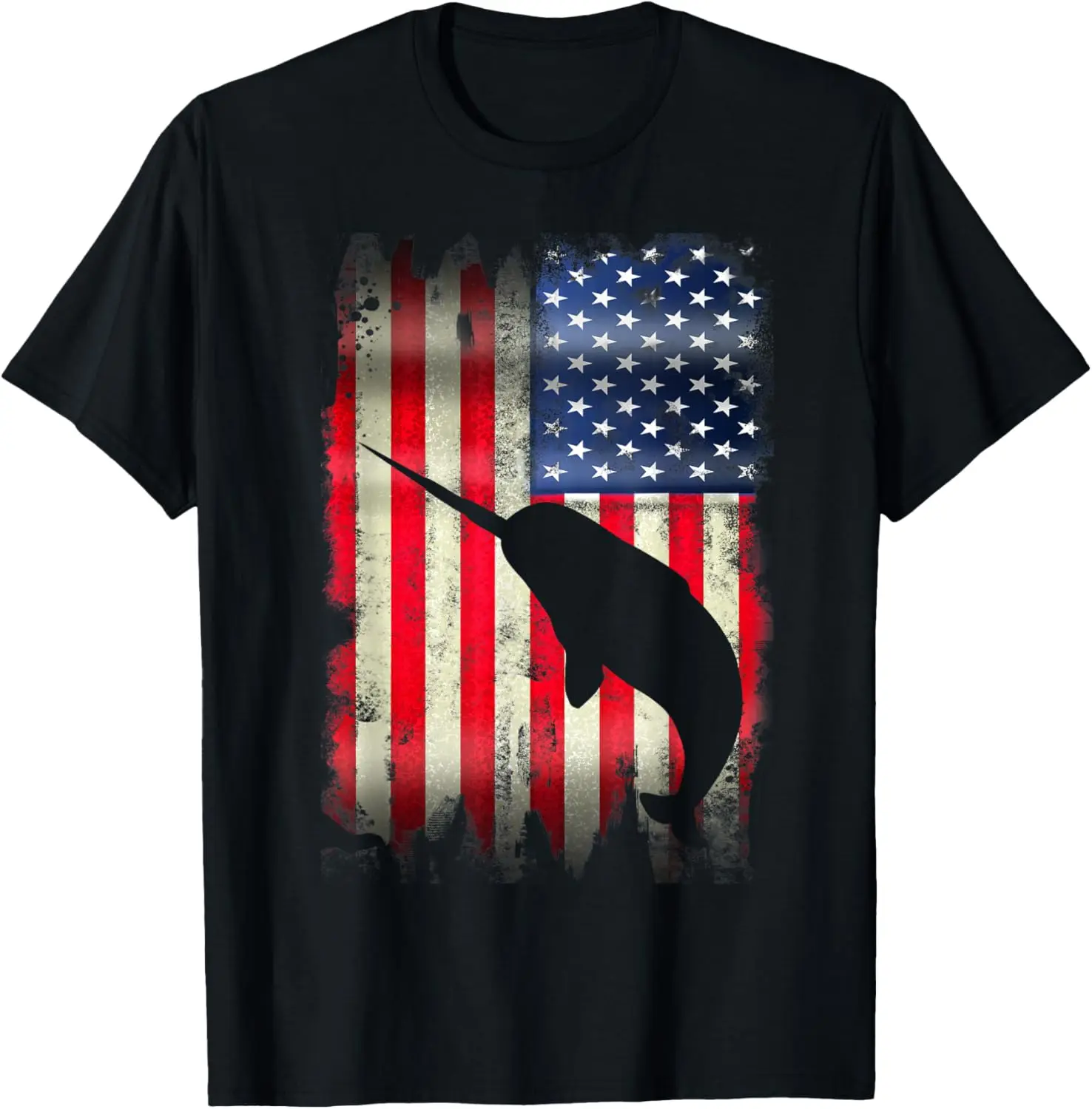 

Narwhal Whale USA American Flag 4th of July Patriotic Gift T-Shirt