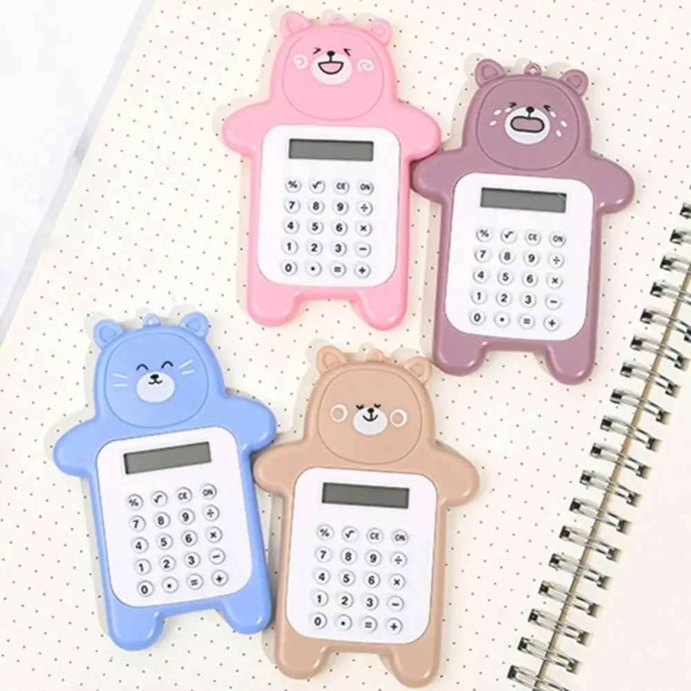 Portable 8 Digits Display Mini Calculator Mini Battery Student Calculators Bear Shaped Scientific Calculators School Office