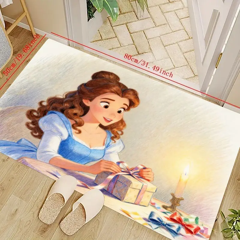 

1 шт. ковер Disney Princess Belle для гостиной, домашний декор, милый большой напольный коврик для детских комнат, уютный нескользящий коврик в помещении,