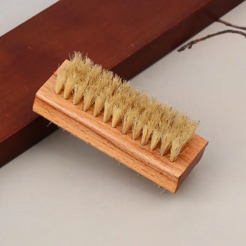 1 pz manicure pedicure manico in legno morbido rimuovere la polvere spazzola per la pulizia delle unghie spazzola per unghie a doppia faccia per la cura delle unghie strumenti per la pulizia