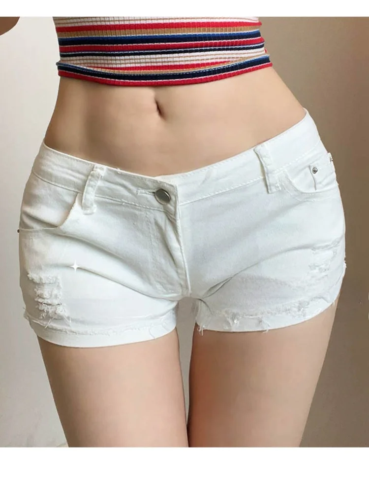Sexy taille basse distrie Denim orts femmes été Faion mince taille haute ort pantalon décontracté loisirs chaud orts