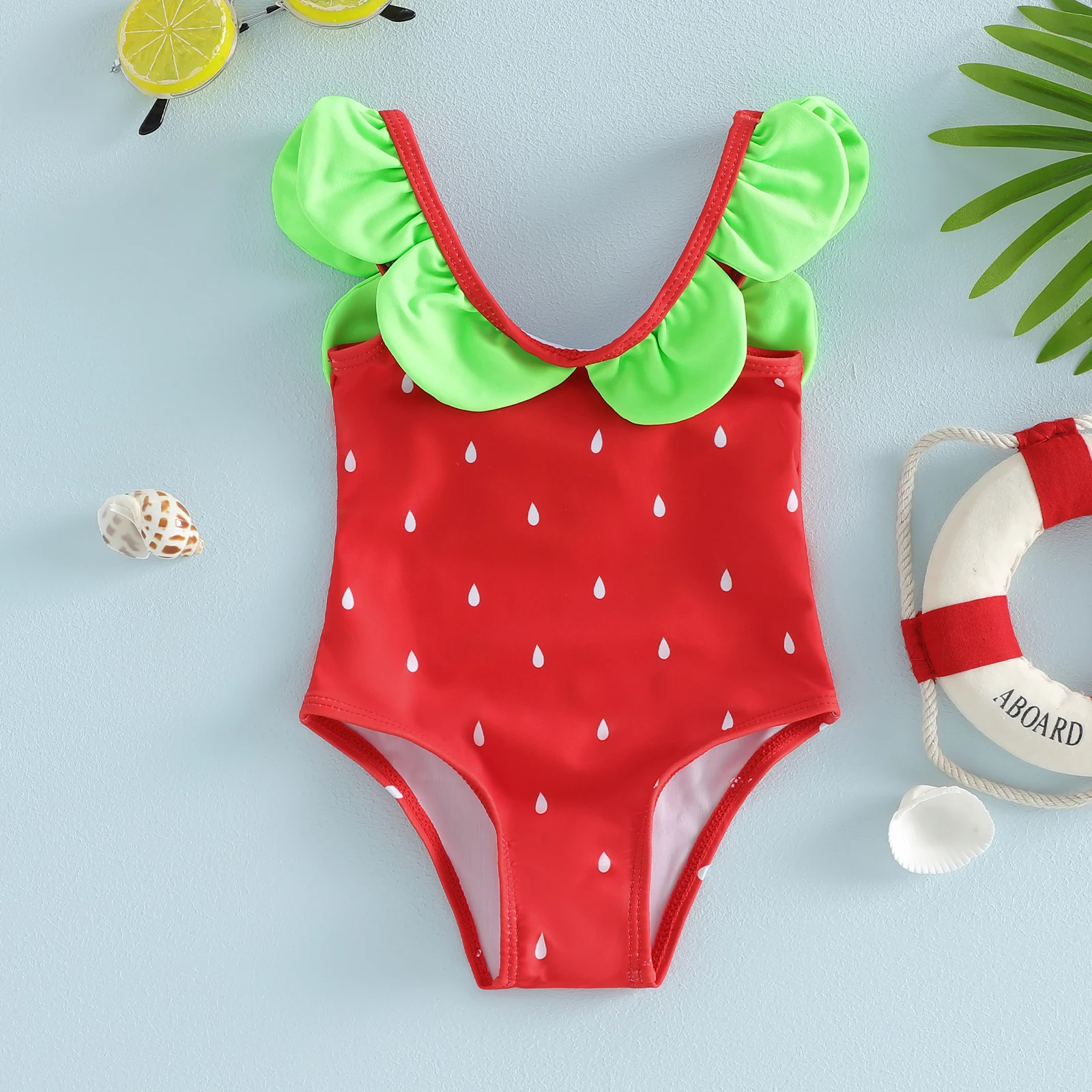 Watermelon Print Baby Girl Swimsuit 2