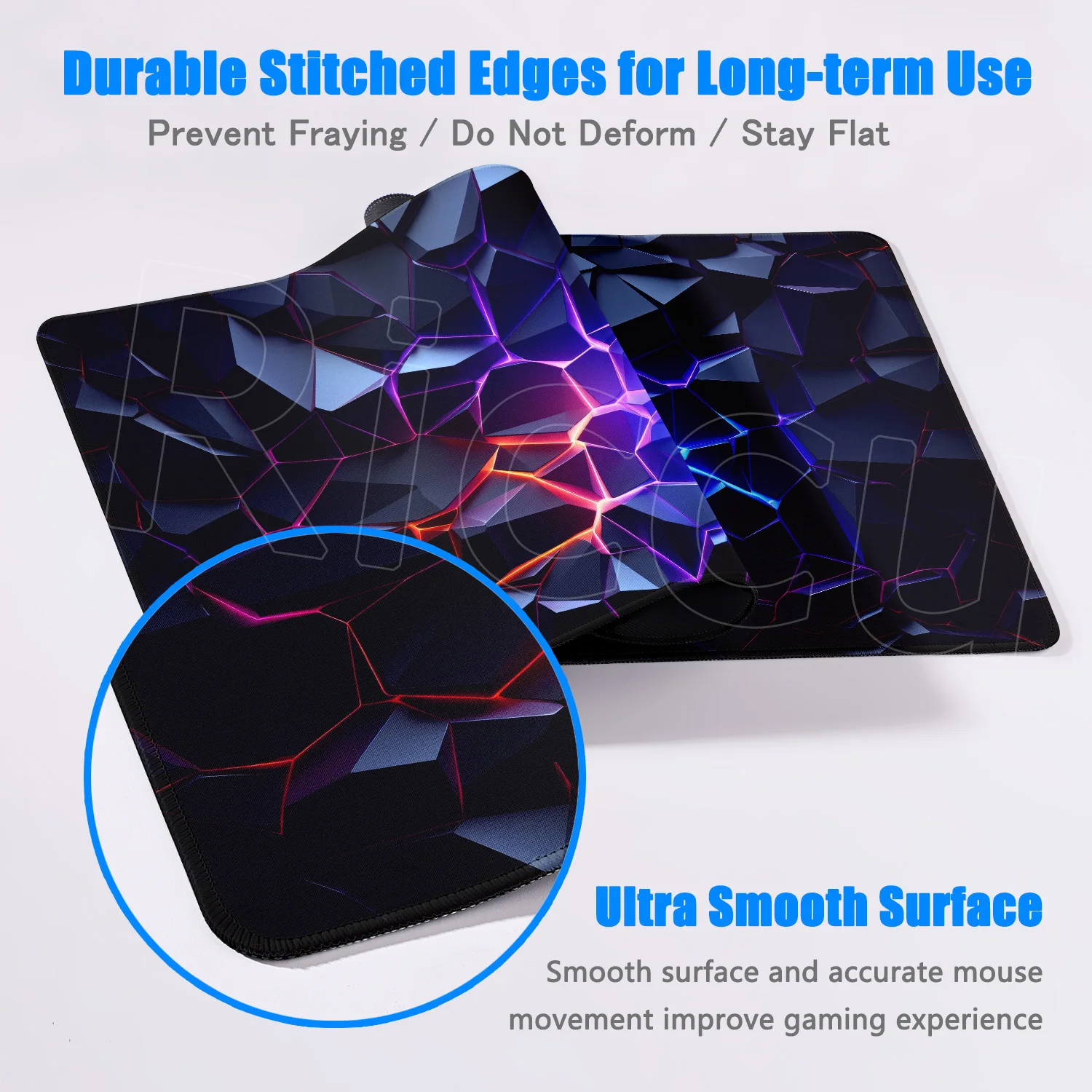 Alfombrilla de ratón para teclado de juegos con Base antideslizante de goma de 60x35cm, alfombrilla de mesa HD geométrica 3D, alfombra grande para ordenador y oficina, lavable, no se decolora