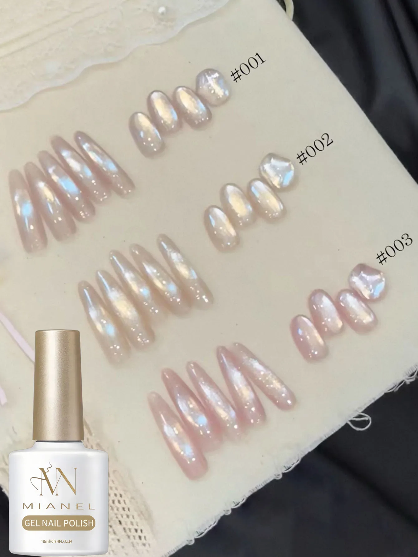 MIANEL 10ML 2026 Neuer Schneeweißer Märchenland 3-Farben Katzenauge Gel-Nagellack Funkelnder Goldschimmer Rosa Satin Glasperlen Nagelkunst – Detail 19