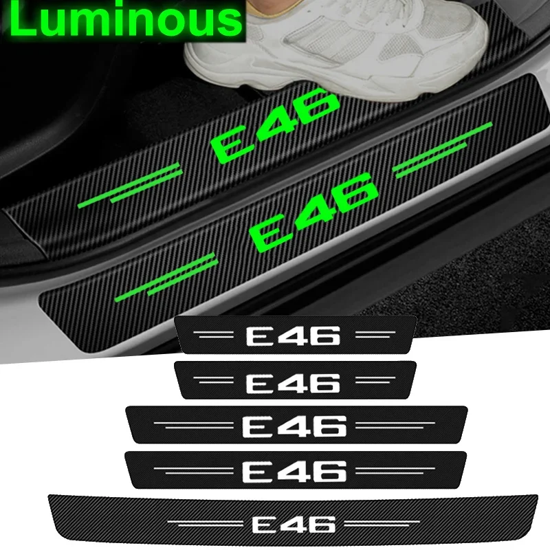 Luminous Car Decals Door Sill Anti Kick Sticker Scuff Scratch for BMW E46 Badge Auto Door Threshold Waterproof Film Accessories