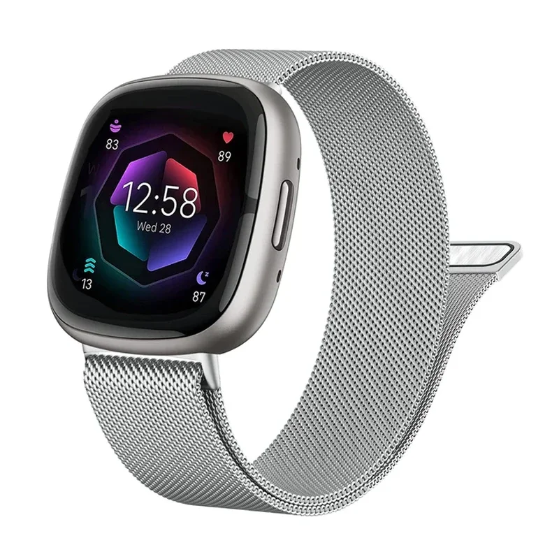 Milanese Strap for Fitbit Versa 4 3 Replacement Wristband Metal Stainless Steel Magnetic Loop Bracelet Versa Sense 2 Accessories