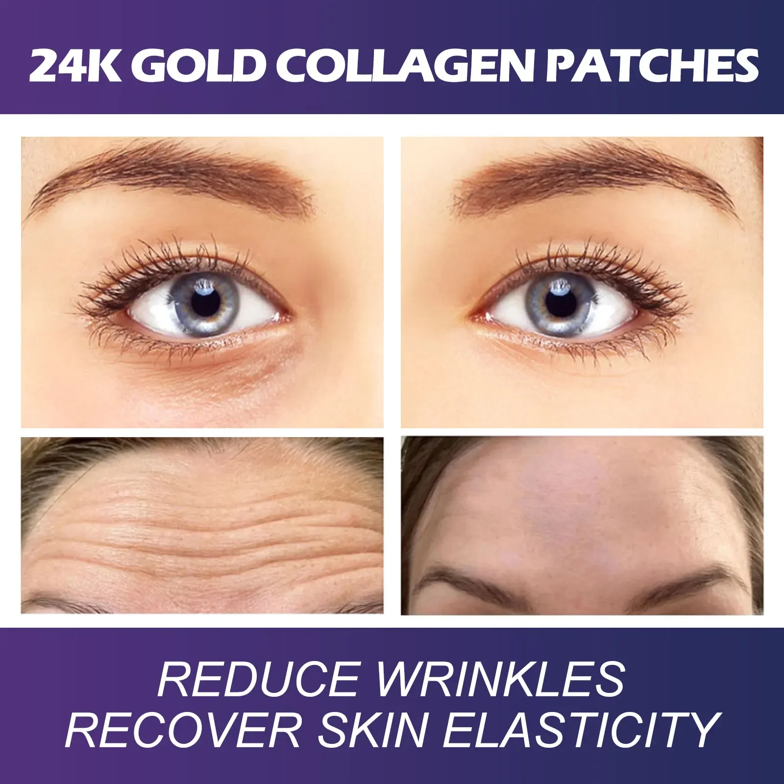 24k gold Collagen Patch Reduce Forehead Wrinkles Improve Dark Circles Fade Fine Lines Firm And Moisturize Skin Facial Care Patch