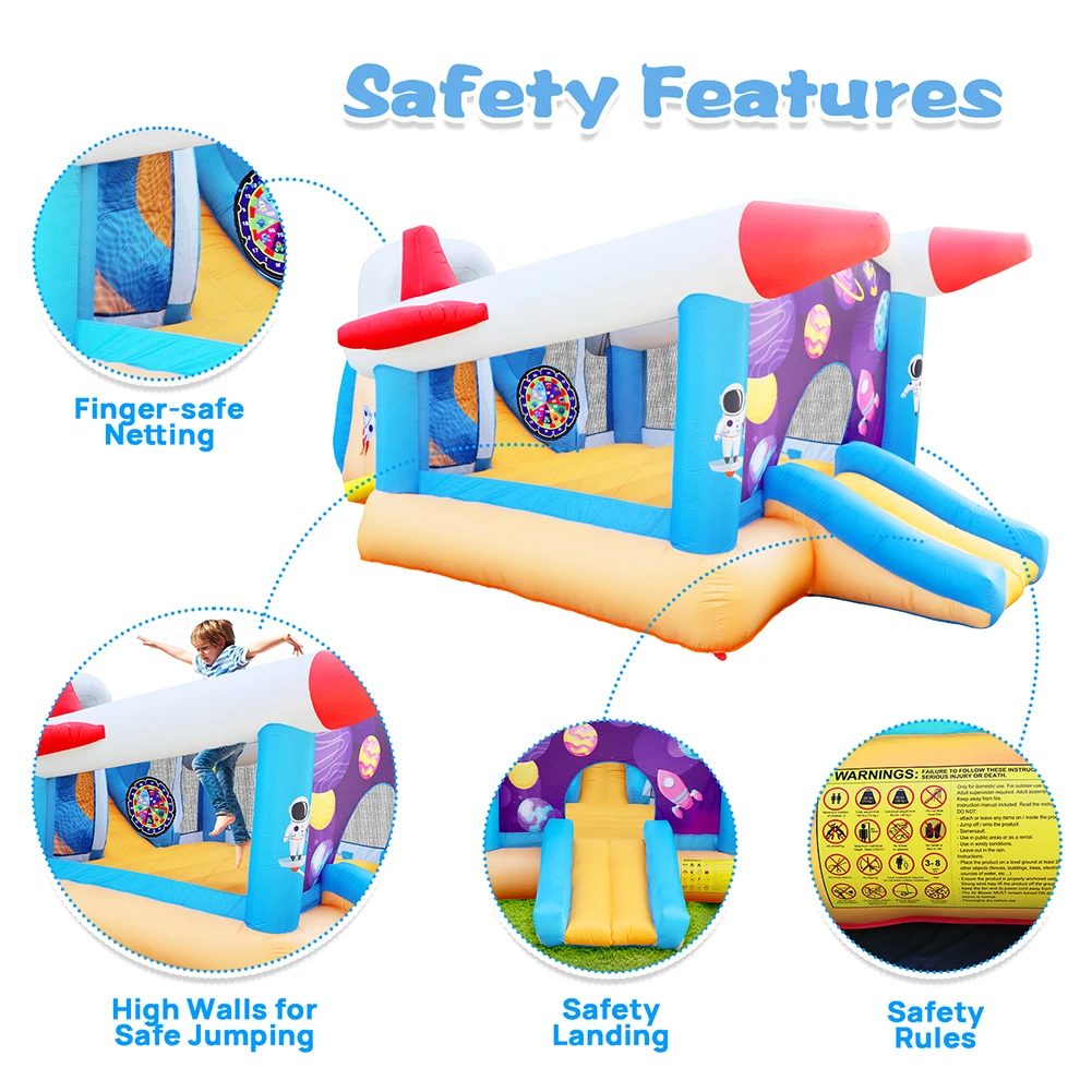 Multifunctional Inflatable Bounce House Extra Large 187 x 122 x 81'' Extra Thick Material Jumping Castle With Long Slide