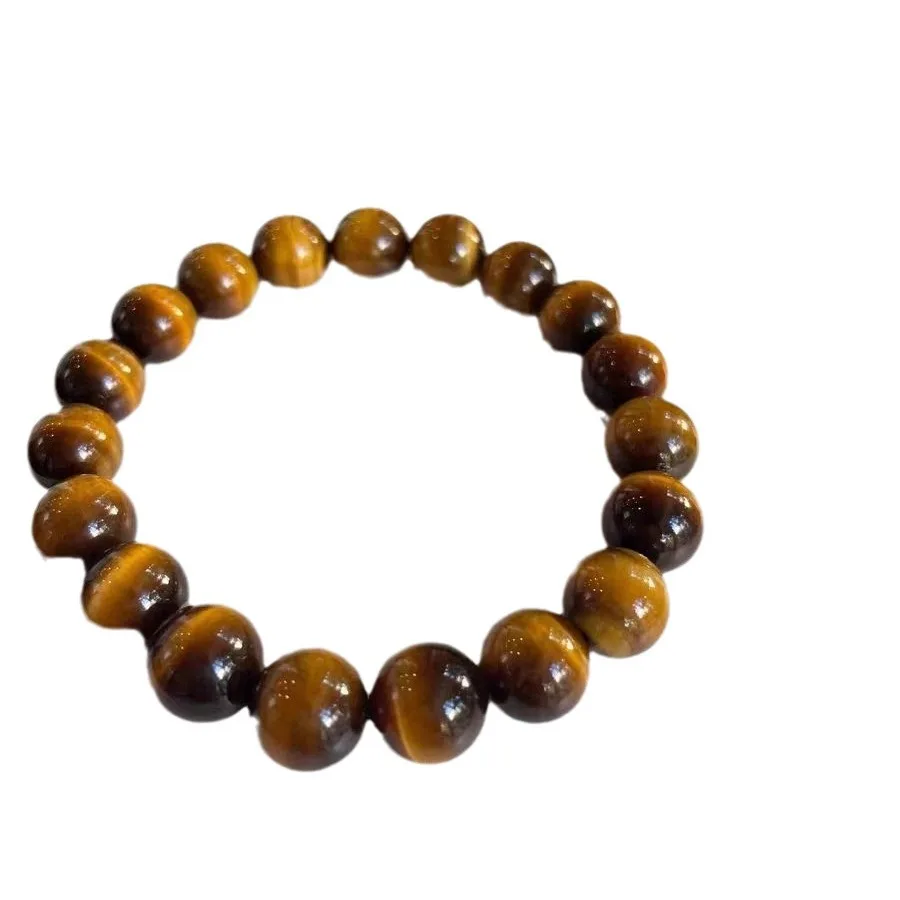 

New Chinese Style Natural Tiger Eye Stone Bracelet Minimalist Elastic Cord Beaded Bracelet Gifts