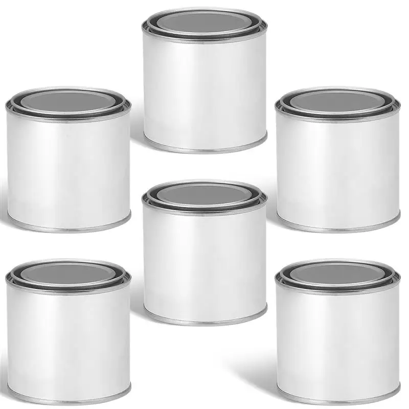 6PCS Metal Paint Cans Empty Unlined Paint Cans With Lids 1/2 Pint Metal Paint Pails For Crafts DIY Project Multipurpose Storage