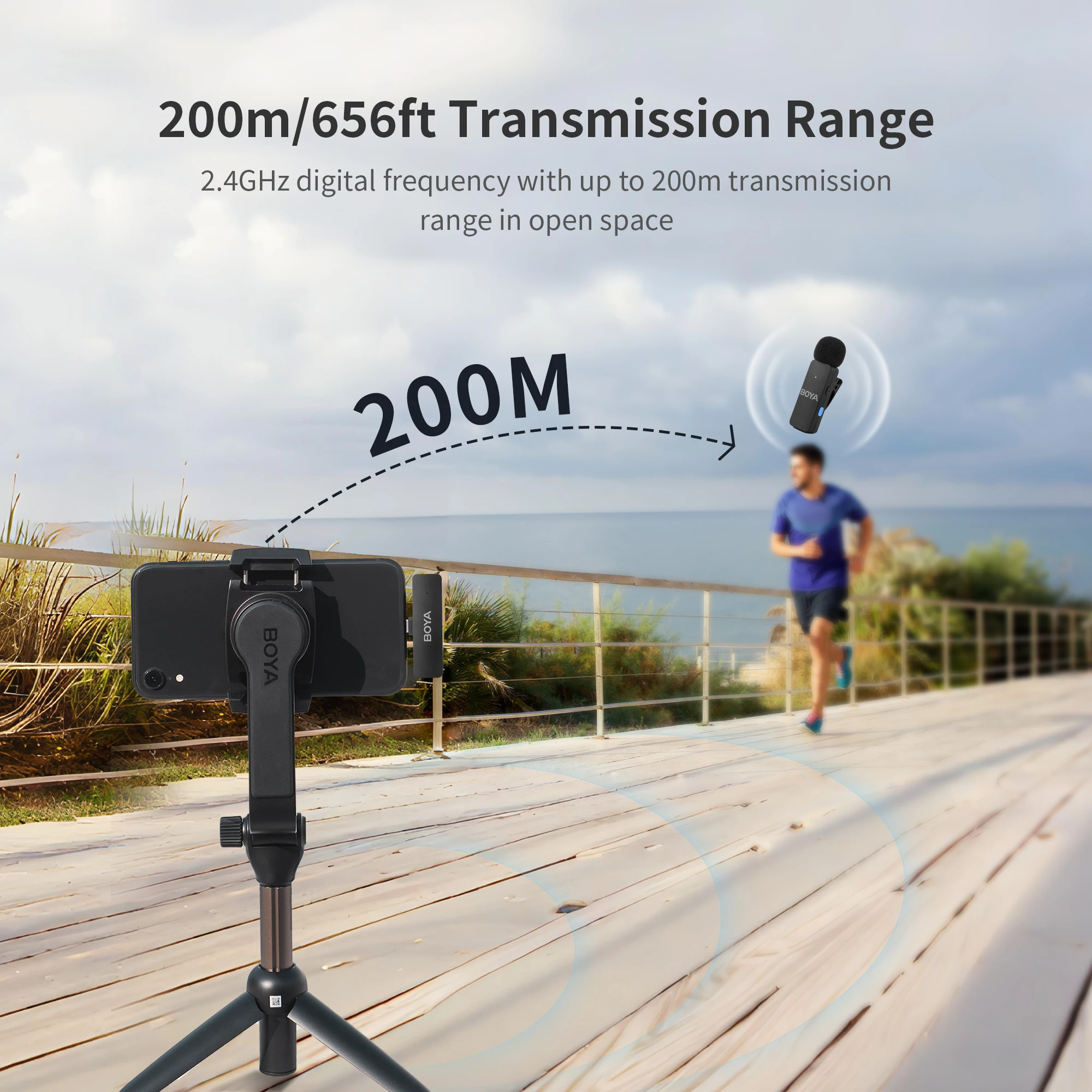 BOYA BY-V4 Wireless Lavalier Lapel Mirophone 4PCS Mic Noise-cancelling Rechargeable Mic for iPhone Android Camera Live Streaming