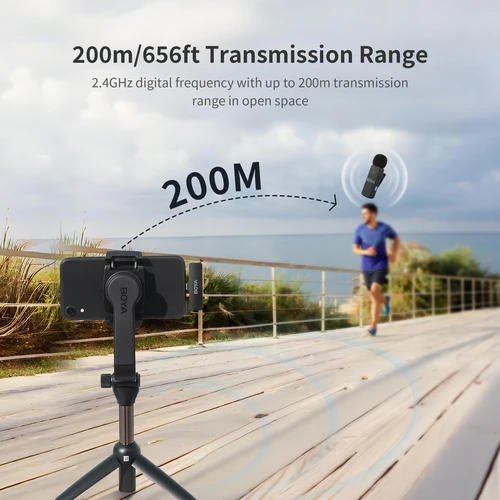 Imagen 2 del producto BOYA BY-V4 Mirófono de solapa Lavalier inalámbrico 4 Uds micrófono recargable con cancelación de ruido para cámara iPhone Android transmisión en vivo