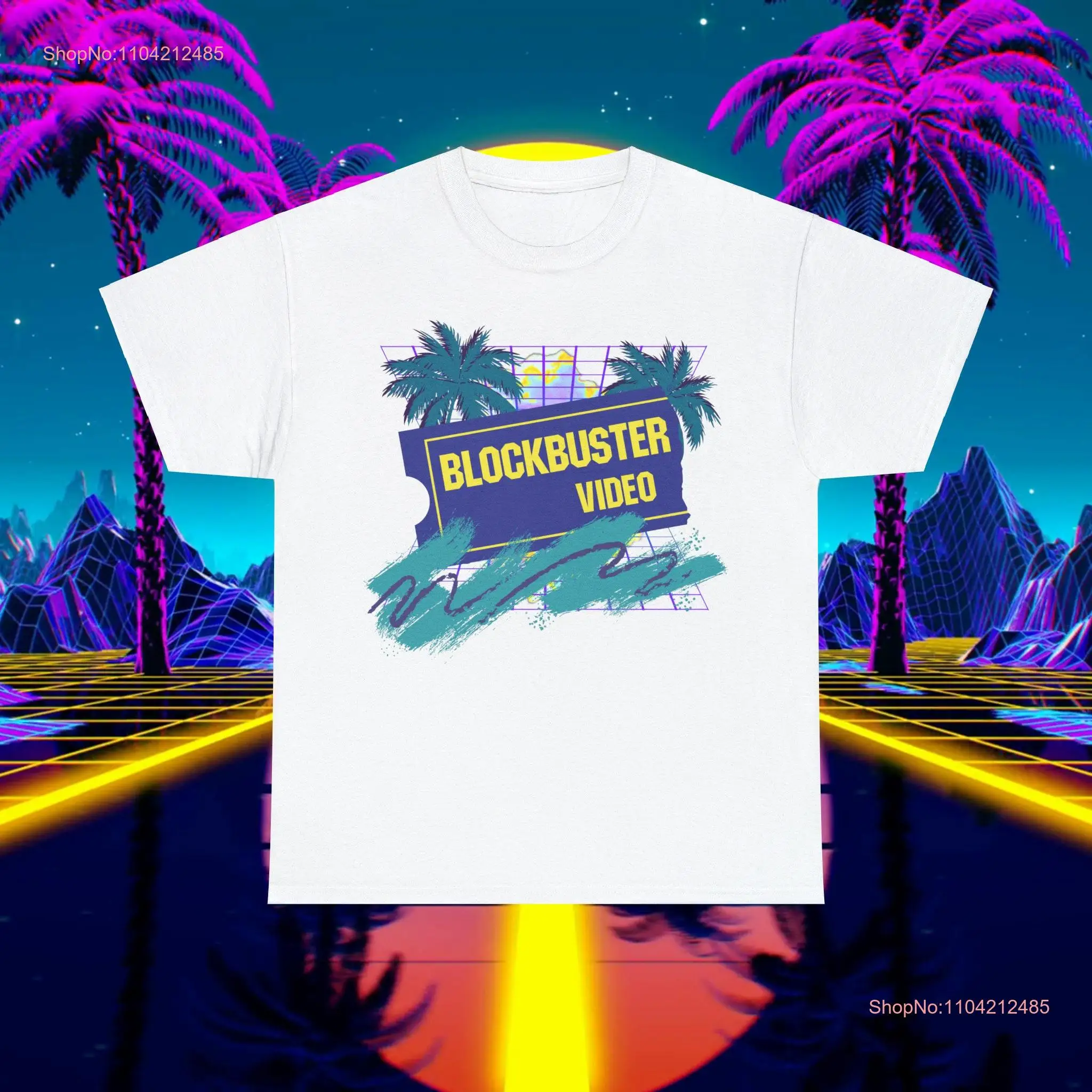 Vaporwave Blockbuster Video Logo T Shirt Retro 80s 90s Paper Cup  long or short sleeves