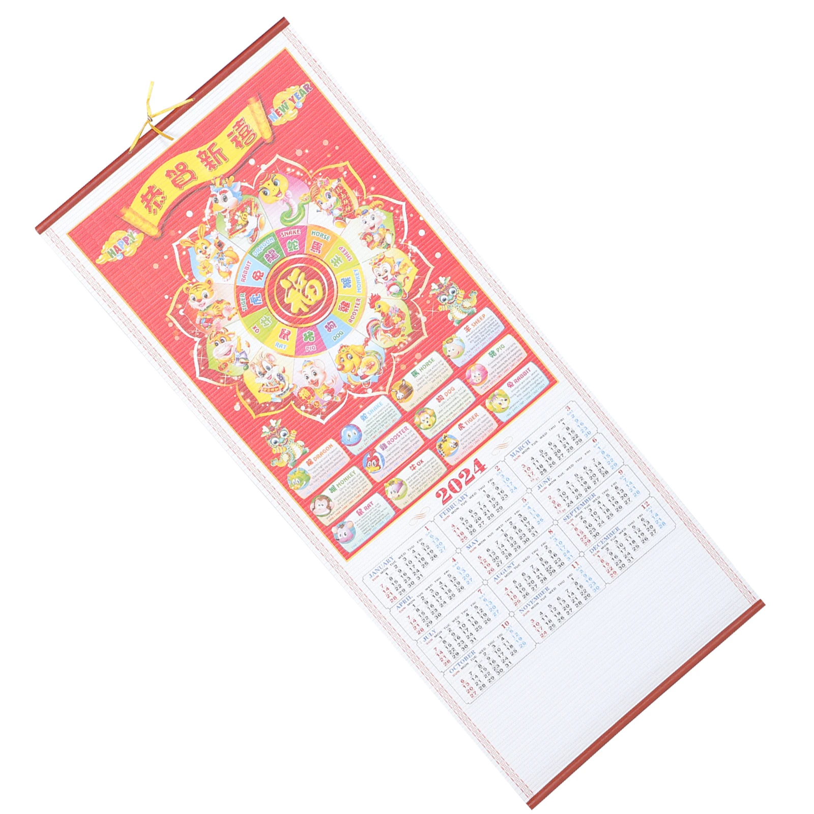 

2024 Zodiac Calendar Chinese Planner New Year Yearly Traditional Hanging Lunar Date Home Office 2024 Calendar Planner Decor