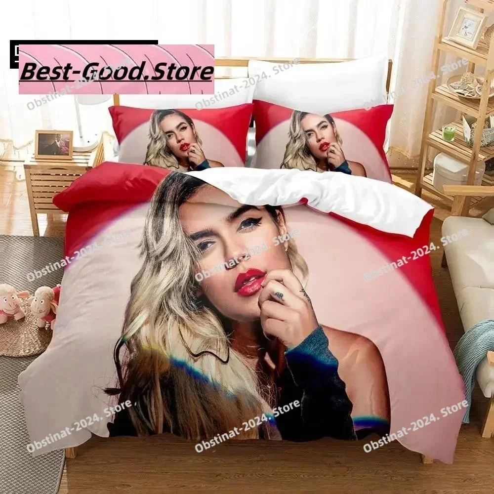 3D Fashion Singer Karol G Bedding Set Printed single Comforter Quilt Cover Duvet Cover Pillow Case 3 Pieces Sets Kids Adult Size