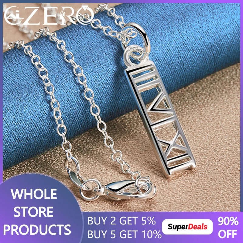 

ALIZERO 925 Sterling Silver Roman Numerals Pendant Necklace 16-30 Inch Chain For Women Men Fashion Wedding Party Jewelry Gifts