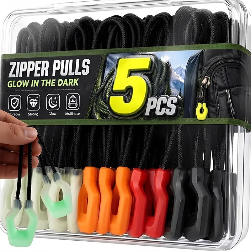 Puller Glow Luminous Zipper The Anti-loss Extension Zipper Tent Backpack Pull Slider Head Zippers Replace Rope Buckle Pendant