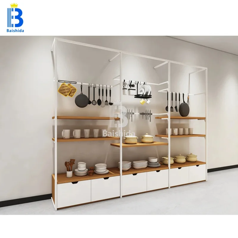 custom.2026 New Open Kitchen Shelf Multi-functional Kitchen Utensil Storage Cabinet Wooden Multi-layer Storage Rack Home