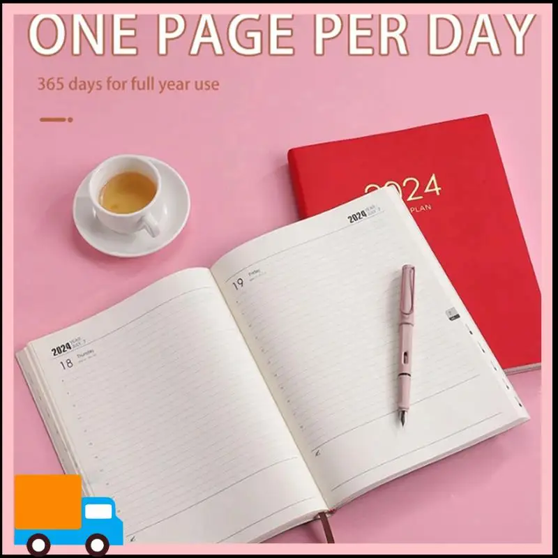 2024 Pink Plan Notebook Calendar Thickened Daily Plan Notebook Weekly Notebook Office School Supplies Easy To Use