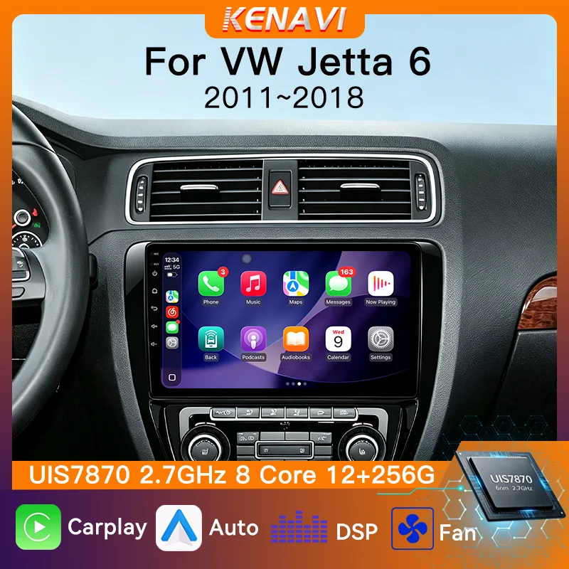 UIS7870 Car Stereo Radio Wireless Carplay Android Auto For VW Jetta 6 2011‑2018 GPS Center Multimedia Player AM FM RDS Head Unit
