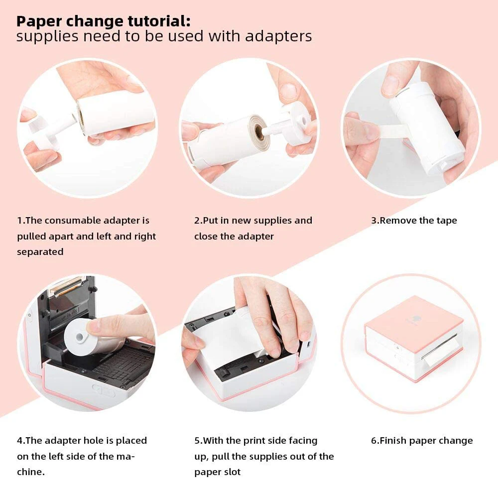 Thermal Paper Phomemo Printable Sticker Self Adhesive Photo Rolls Paper for Phomemo M02/M02S/M02Pro Mini Portable Printer