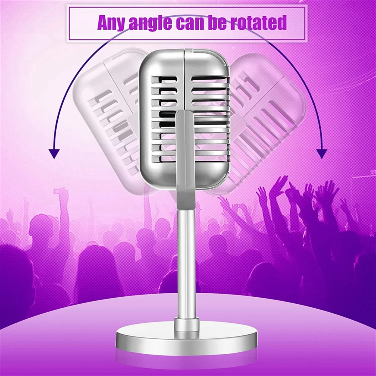 Classic Retro Dynamic Vocal Microphone Vintage Mic Universal Stand for Live Performance Karaoke Studio Recording Gold