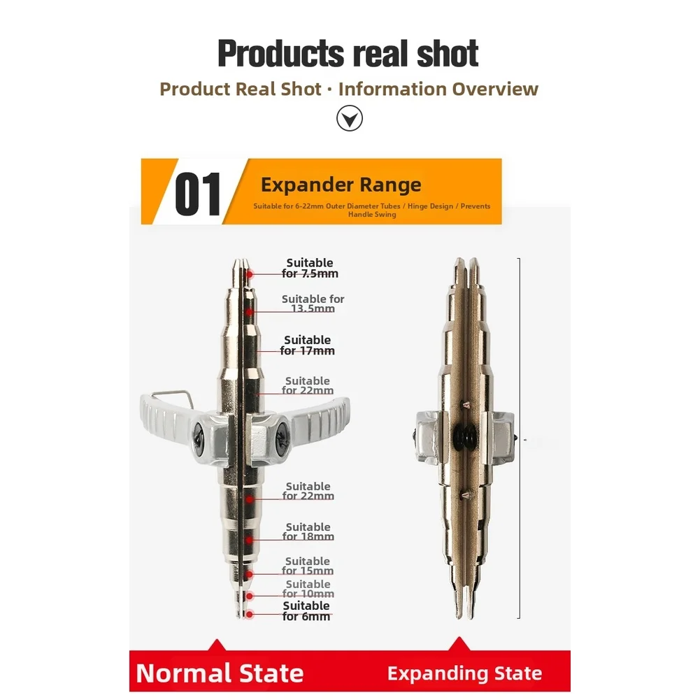 

Car Manual Copper Tube Expander HVAC Refrigeration Tool 6-22mm Dual Head Design