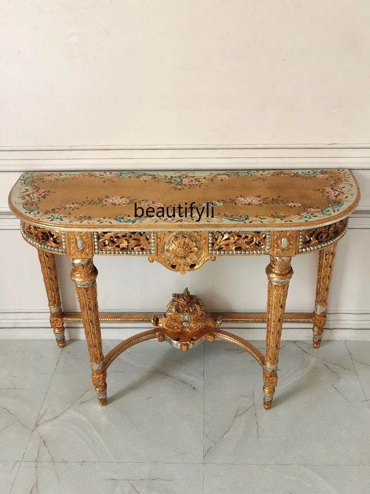

A55 European-Style Retro Handmade Painted Console Home Console Tables Decoration Designer Model Room Decorative Table French Sty