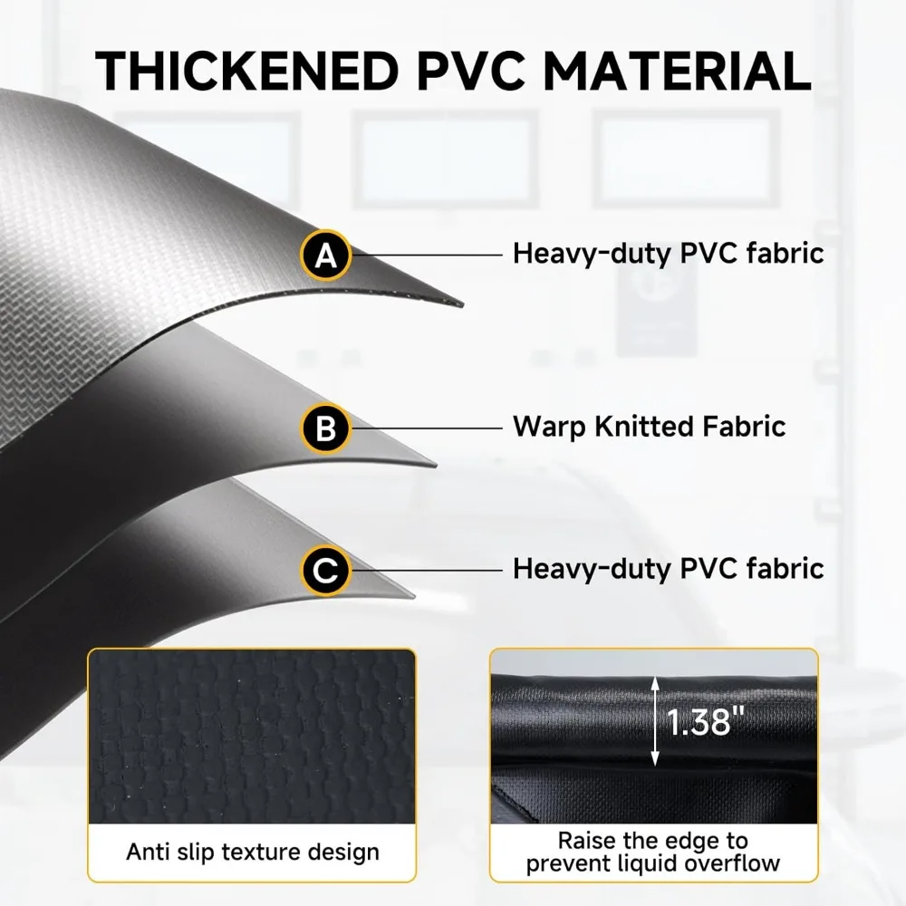 Karpet Garasi Anti Air Tahan Lama untuk Perlindungan Kendaraan, Alas Parkir Anti Selip 7'9 x 18', Pelindung Lantai Bawah Mobil