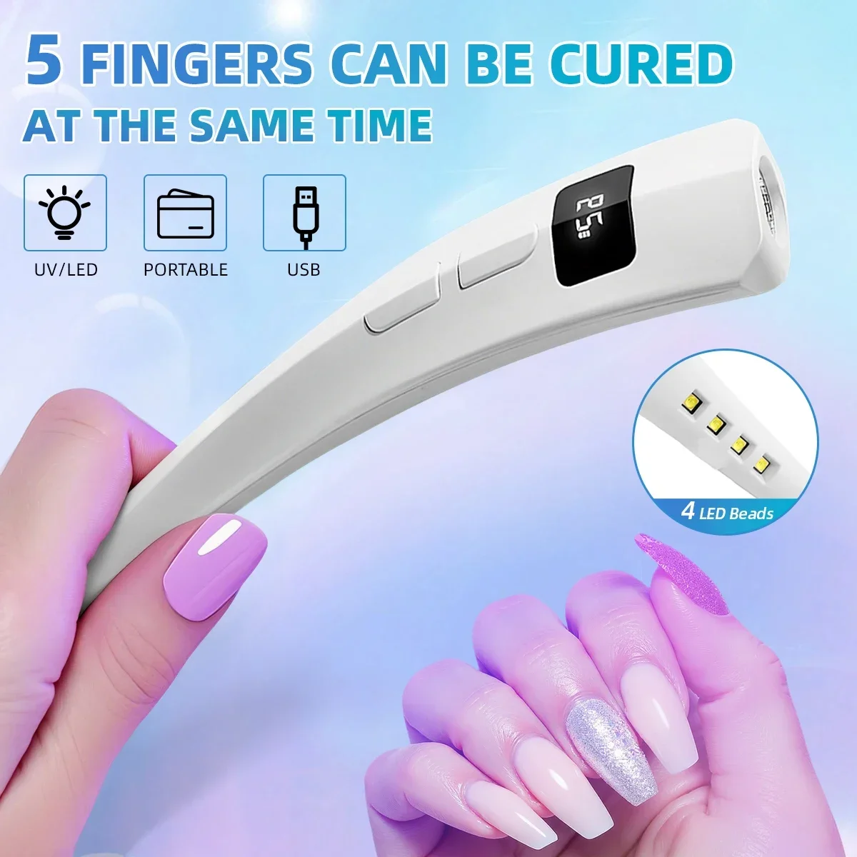 Lampe à ongles UV Portable et Rechargeable, Machine sèche-ongles USB à séchage rapide, lumière de polymérisation professionnelle pour vernis à ongles Gel