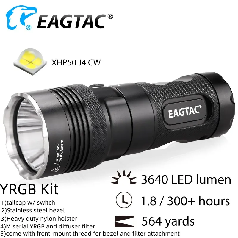 EAGTAC MX25L4 مصباح LED فائق السطوع مصباح يدوي كري XHP50 3640 لومن مجاني 4 قطعة 18650 بطارية 518 متر لمسافات طويلة للصيد
