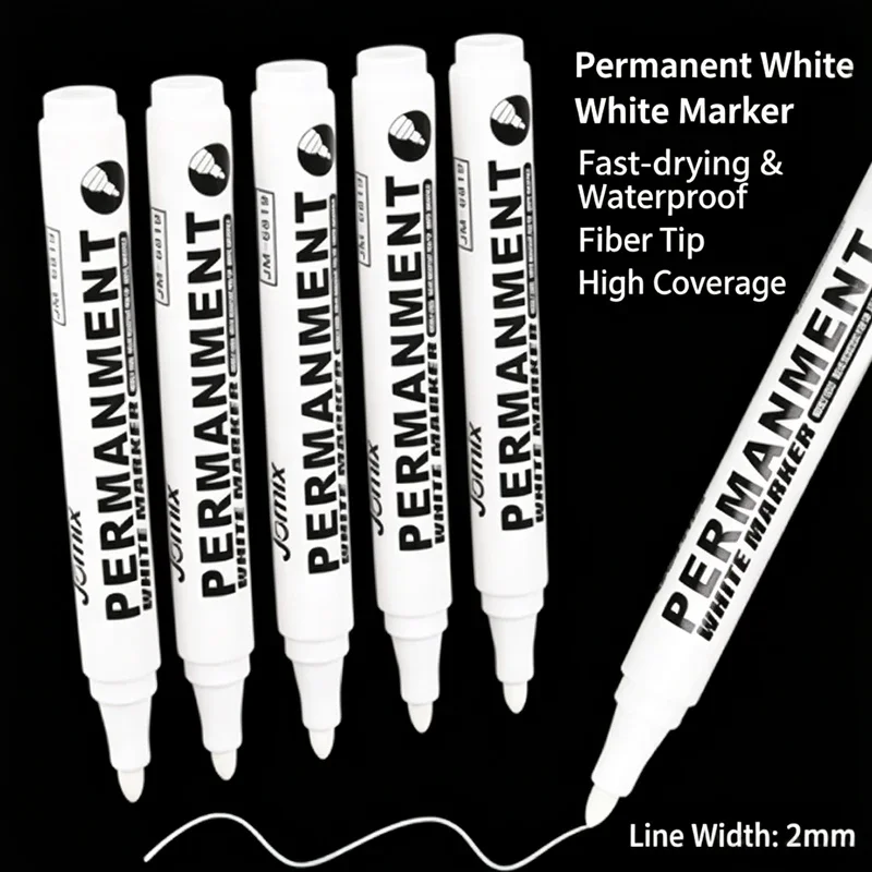 2/5pcs 2.0 White Markers -, Medium Tip for Multi-Surface Writing on Plastic, Glass, Metal for Calligraphy, Labeling, Office Art