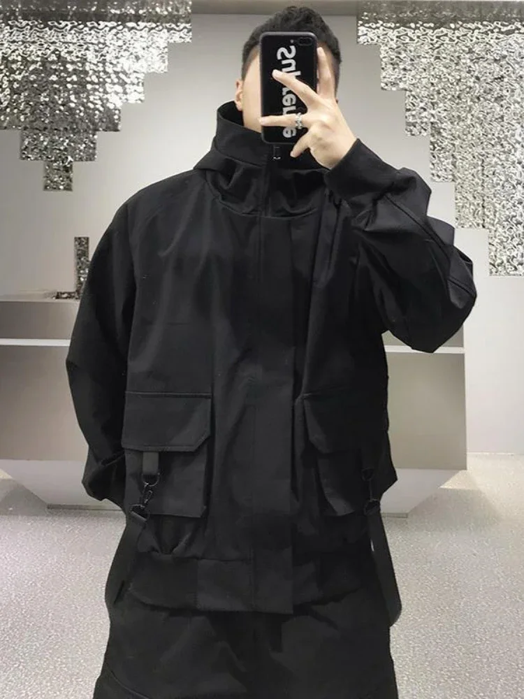 Hip Hop Women and Men Jacket Streetwear Style Hooded Autumn Spring Coat Gothic Clothes Techwear