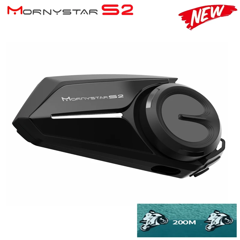 Mornystar S2 BT Interphone Motorcycle Helmet Headset Intercom Bluetooth-compatible Stereo Headphone Multipoint Conn