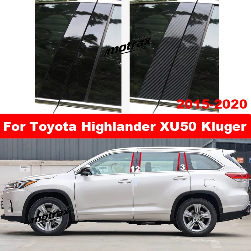 For Toyota Highlander XU50 Kluger 2015-2020 Car B C Window Pillar Decal PC Sticker Anti-scratch Protect Decorative Accessories