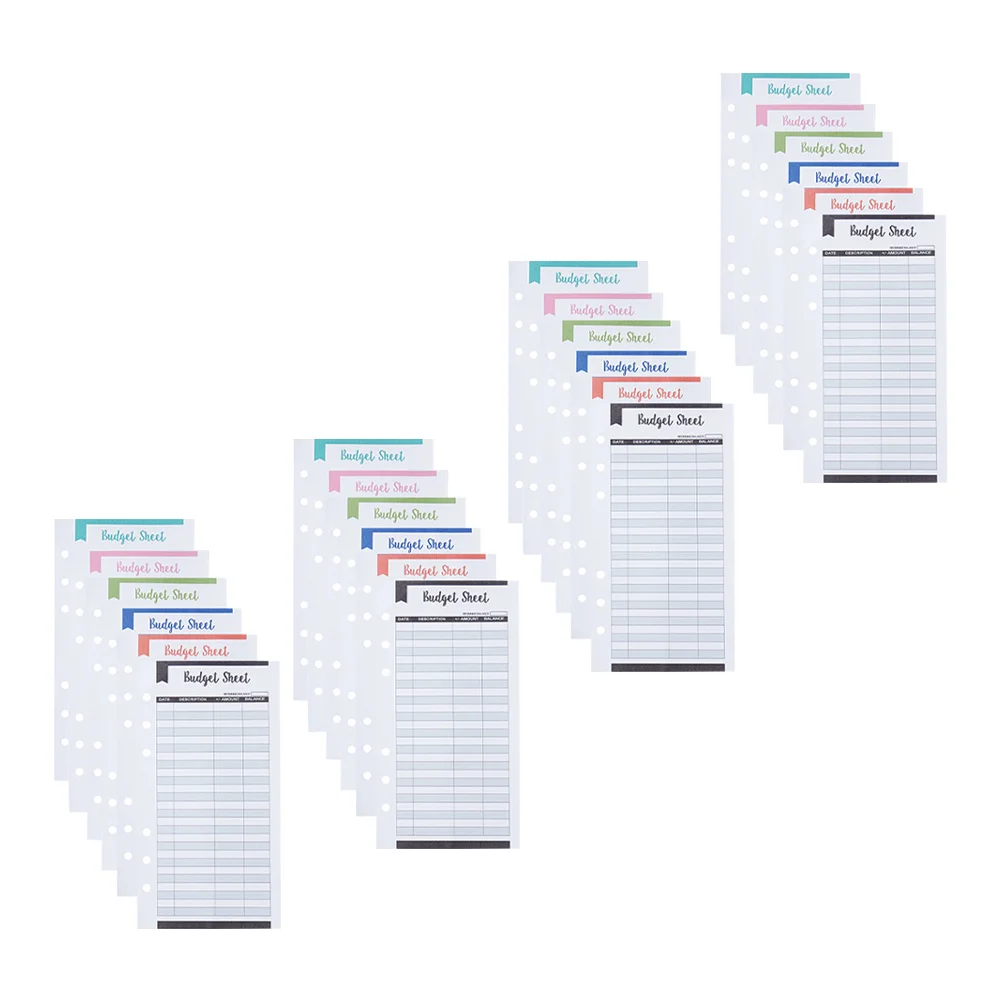 

24 Pcs Six Color Budget Cards Easy to Carry Tracker Recording Cash Replacements Envelope Binder Paper